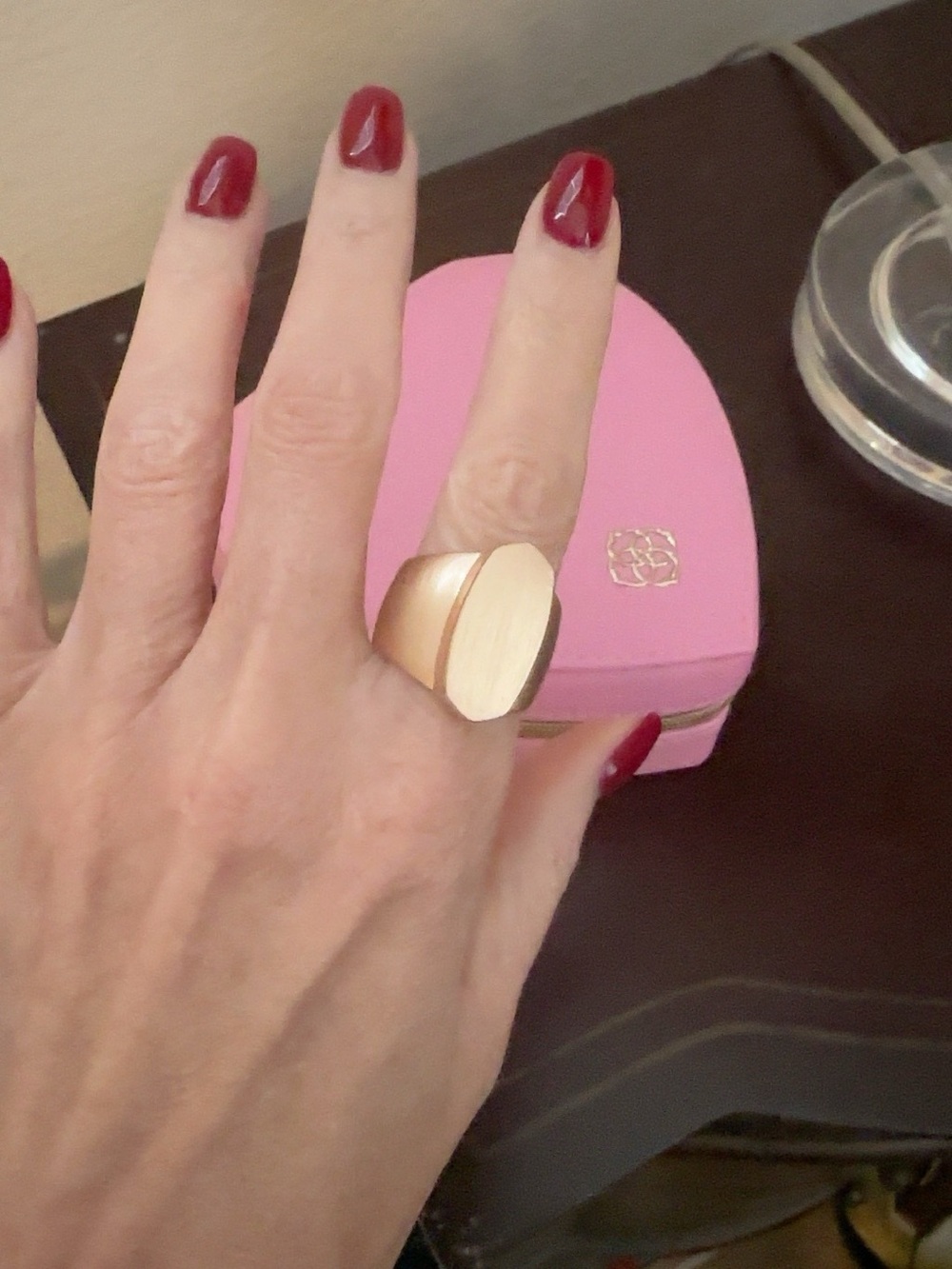 Stunning Kendra Scott Rose Gold Oversized Statement Signet Ring Size 8 NWOT